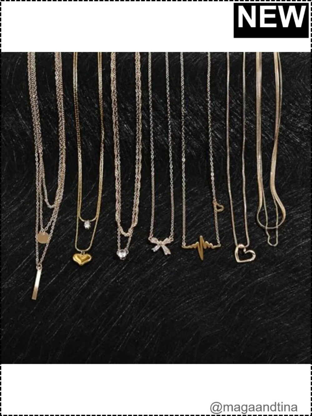16pcs 14K Gold Plated Choker Layering Necklaces Set for Women